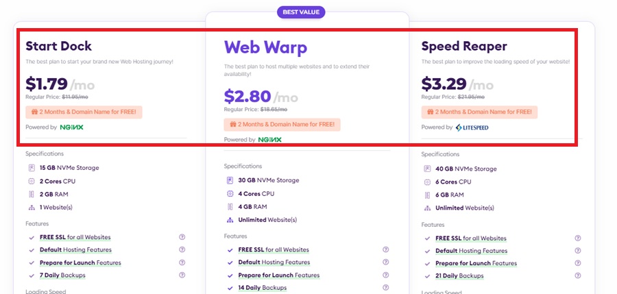 hostarmada shared hosting plan